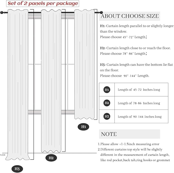 Ivory Blackout Curtains 90 Inches Long 2 Panel Light Blocking Patio Drape