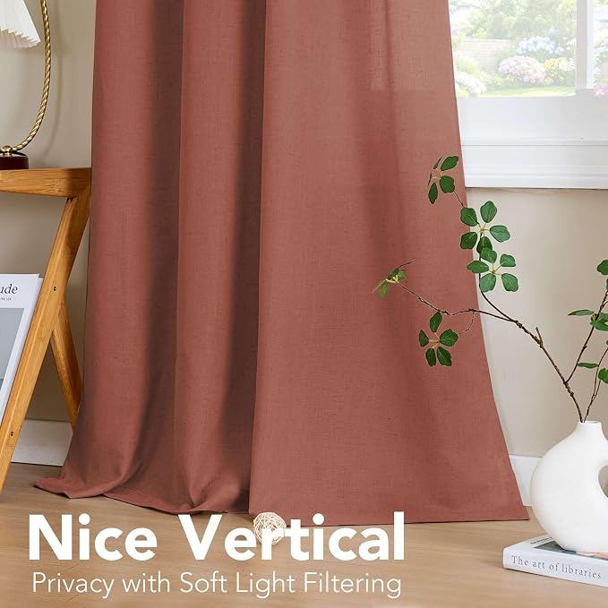 H.VERSAILTEX Living Room Linen Curtains Semi Sheer Curtains Nickel Grommet