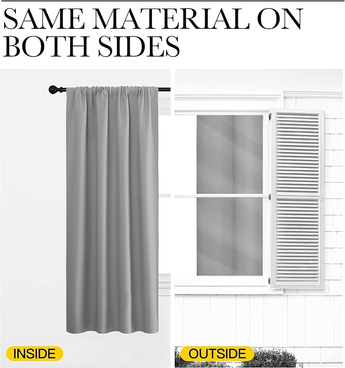 NICETOWN 2 Panels Blackout Curtains, Rod Pocket Window Curtains Room Darkning