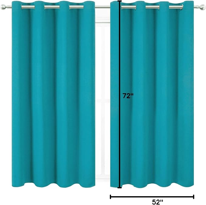 LEMOMO Turquoise Thermal Blackout Curtains/52 x 72 Inch/Set of 2 Panels Room