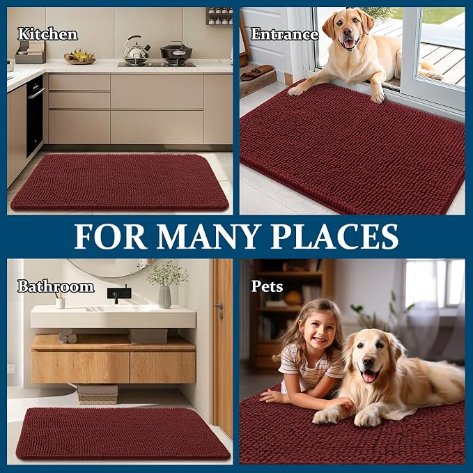 OLANLY Dog Door Mat for Muddy Paws 40x32, Absorbs Moisture and Dirt, Absorbent