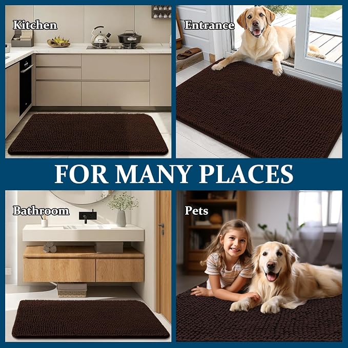OLANLY Dog Door Mat for Muddy Paws 48x30, Absorbs Moisture and Dirt, Absorbent