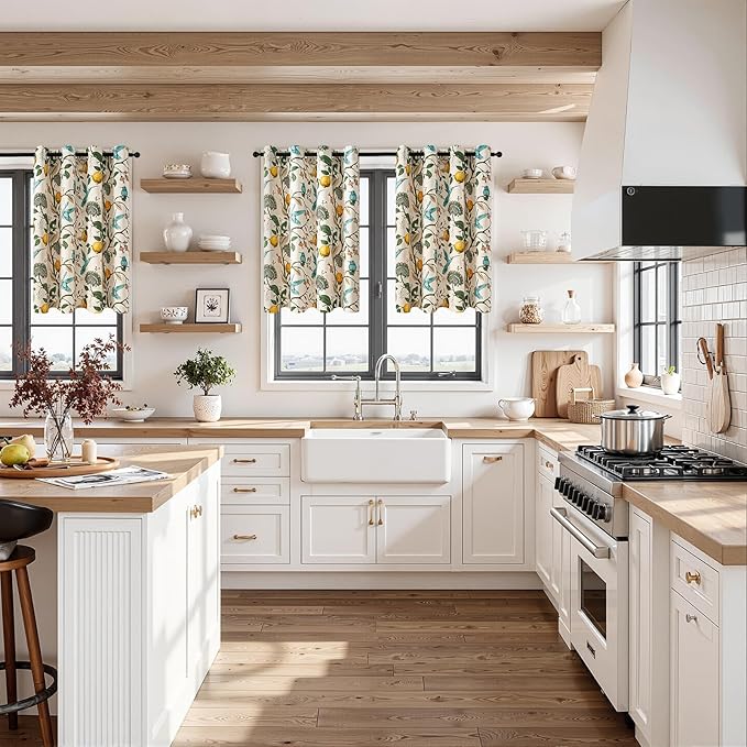 Topfinel 94 Inches Long Custom Window Treatments, Retro Art Deco Euro Flower