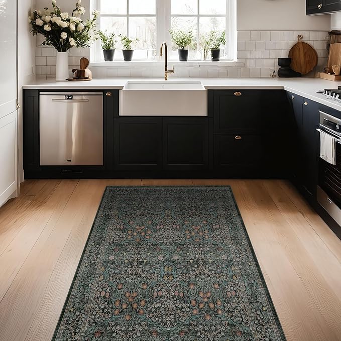 Dark Green 4x6 Washable Area Rug