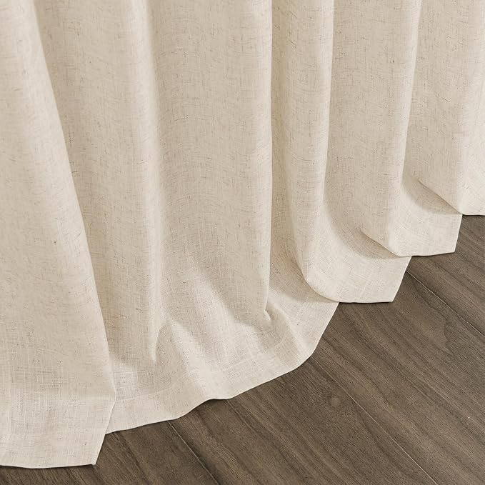 Cream Beige Linen Curtains for Living Room 126 Inches Long Light Filtering Semi