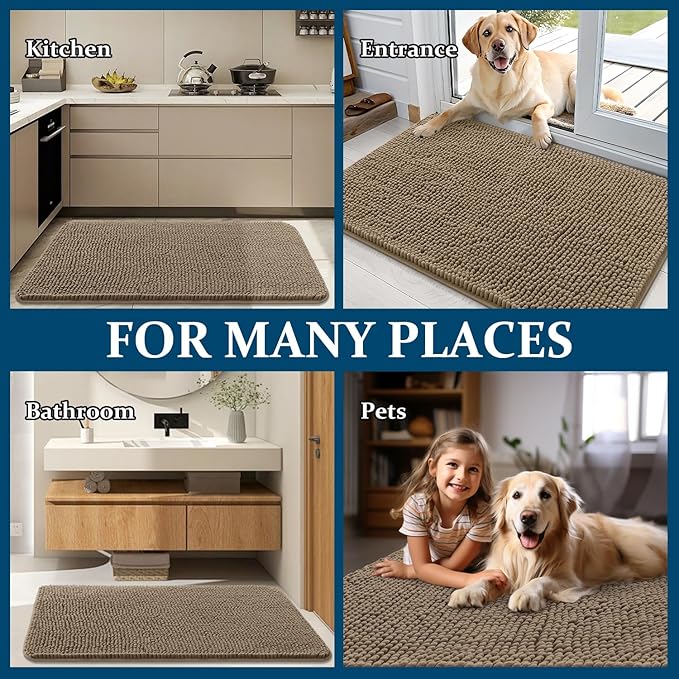 OLANLY Dog Door Mat for Muddy Paws 47x17, Absorbs Moisture and Dirt, Absorbent