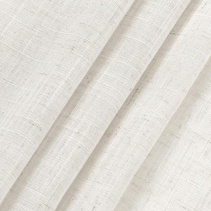Nanspring Extra Long 112 Inch Long Beige White Linen Curtains Back Tab Neutral
