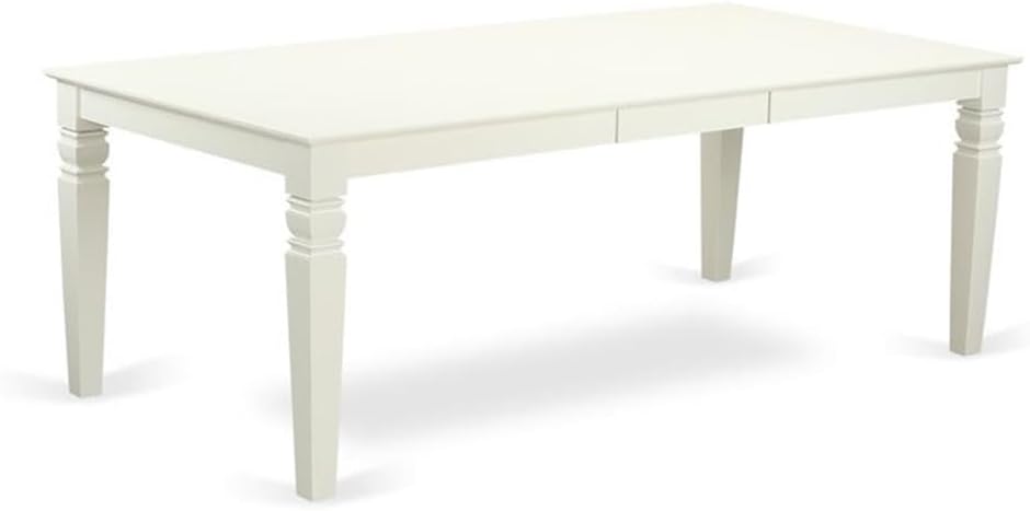 East West Furniture LGBA7-LWH-01 7 Piece Dining Table Set Consist of a Rectangle Dining Room Table with Butterfly Leaf and 6 Cream Linen Fabric Upholstered Chairs, 42x84 Inch, Linen White