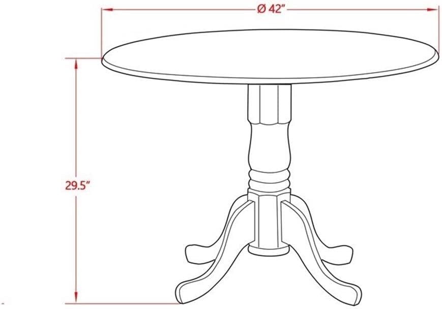 East West Furniture DMAV3-OAK-W 3 Piece Kitchen Table Set for Small Spaces Contains a Round Dining Room Table with Dropleaf and 2 Dining Chairs, 42x42 Inch, Oak