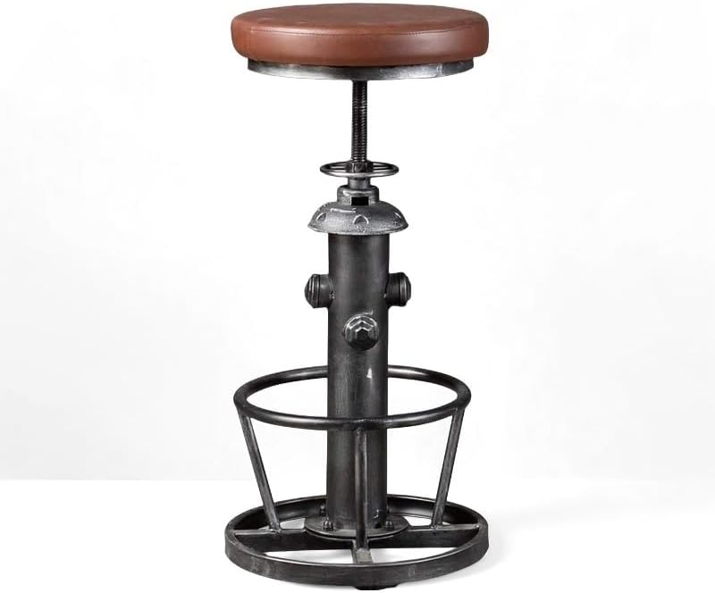 Industrial Swivel Bar Stools Kitchen Island Dining Chairs Pu Seat Bar Counter Height Adjustable 25-31inch
