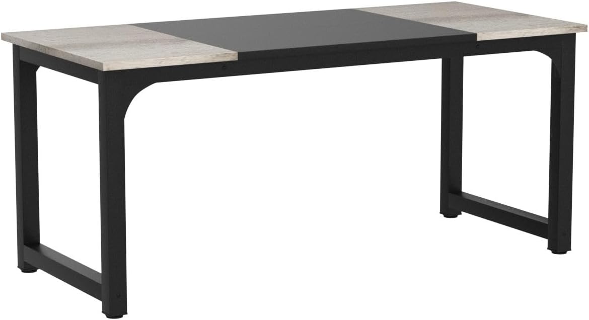 Tribesigns 70.8”Executive Desk, Large Office Computer Desk with Thicken Frame, Modern Simple Workstation Business Furniture for Home Office, Vintage Grey/Black