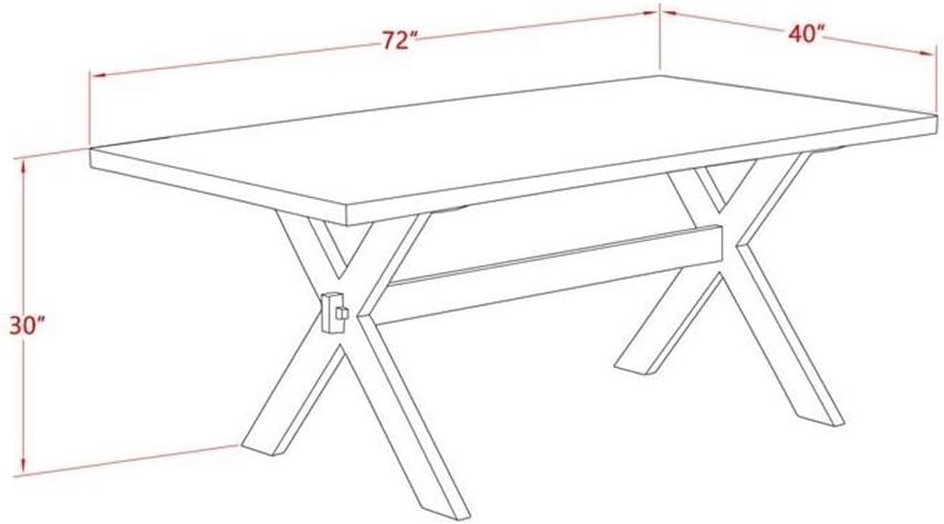 East West Furniture X097VE005-9 9 Piece Dining Table Set Includes a Rectangle Dining Room Table with X-Legs and 8 Grey Linen Fabric Upholstered Chairs, 40x72 Inch, Multi-Color