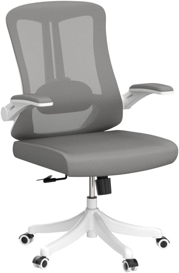 Computer Office Chair, Ergonomic Comfort Home Desk Chair, Mid Back Gaming Chair with Wheels, Adjustable Height, Lumbar Support, Flip-up Armrest with 350LBS Capacity