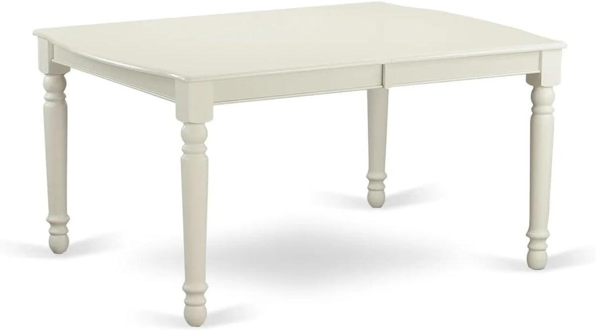 East West Furniture DOAS5-LWH-42 5 Piece Dining Table Set Includes A Kitchen Table and 4 Beige Red Polyester Fabric Dinner Chairs with Stylish Back- Linen White Finish