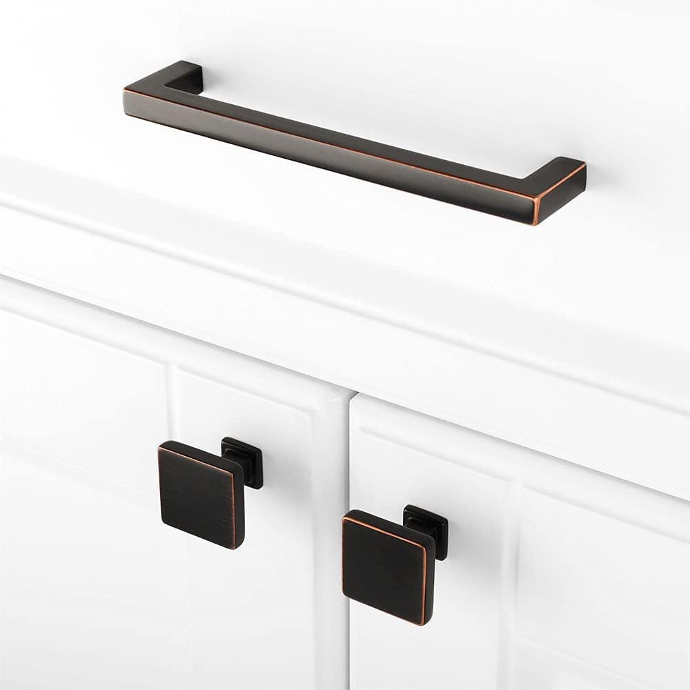 KOOFIZO 30 Pack Oil Rubbed Bronze Cabinet Knobs Bronze Drawer Knobs K08 Square Single Hole Cabinet Pulls for Cabinets Drawer Dresser Cupboard Bedroom Closet Bathroom Vanity