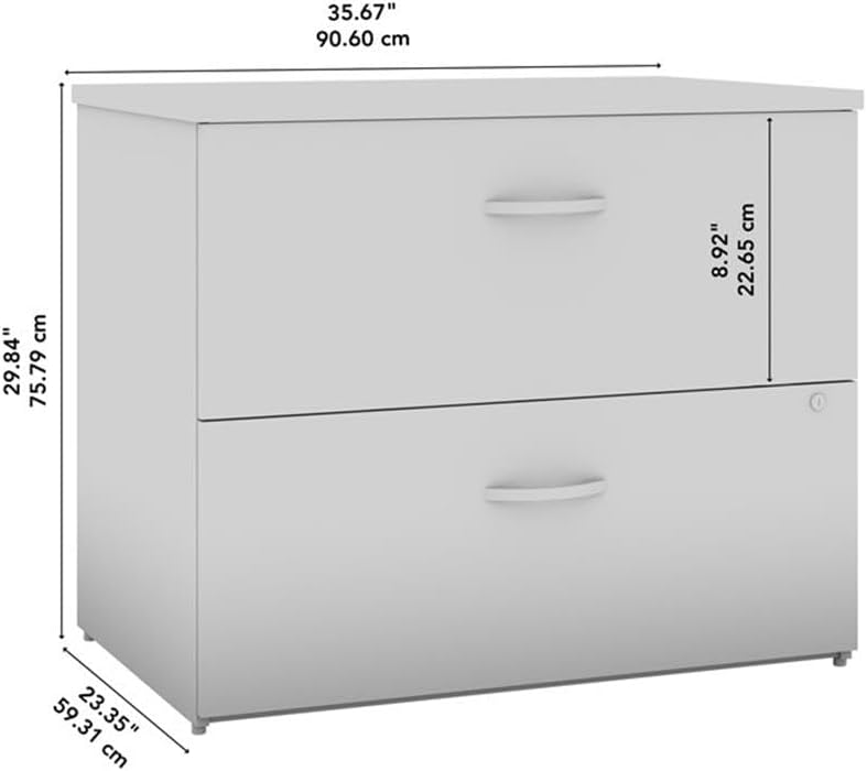 Bush Business Furniture Office in an Hour 2 Drawer Lateral File Cabinet in Pure White | Locking Storage for Letter, Legal, and A4-Size Documents