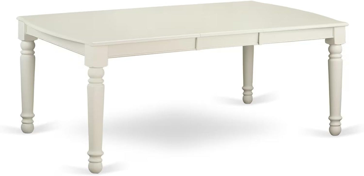 East West Furniture DOAS7-LWH-41 7 Piece Modern Dining Table Set Includes A Wood Table and 6 Platinum Gray Polyester Fabric Padded Chairs with Stylish Back- Linen White Finish
