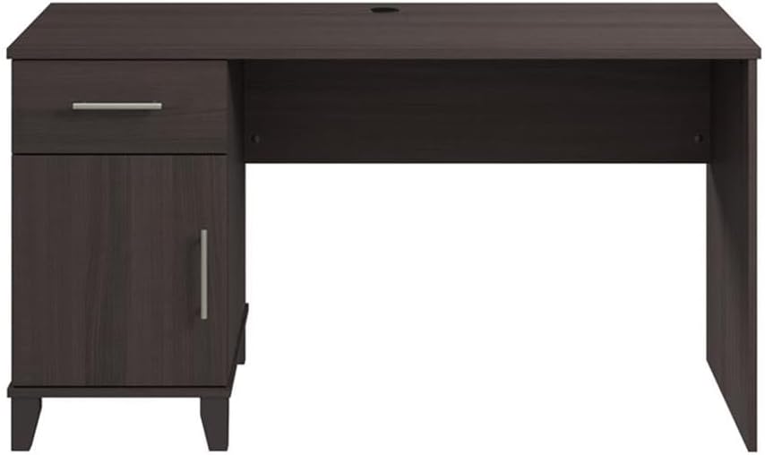 Bush Furniture Somerset 54W Office Desk with Drawer and Storage Cabinet in Storm Gray | Computer Table for Home Office Workspace
