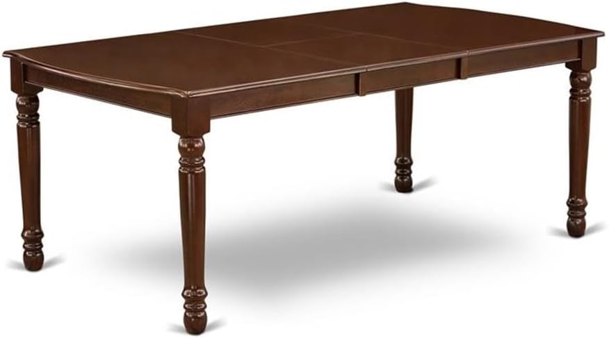 East West Furniture DOML7-MAH-C 7 Piece Kitchen Table & Chairs Set Consist of a Rectangle Dining Room Table with Butterfly Leaf and 6 Linen Fabric Dining Chairs, 42x78 Inch, Mahogany