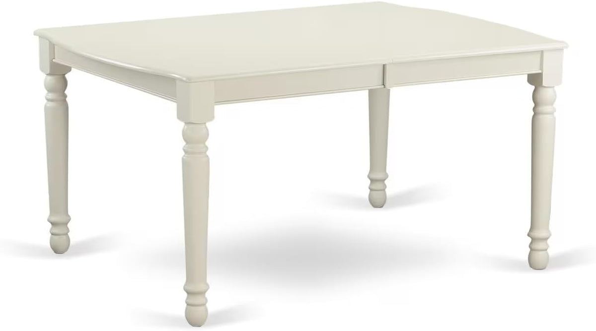 East West Furniture DOIP7-LWH-W 7 Piece Dining Table Set Consist of a Rectangle Dining Room Table with Butterfly Leaf and 6 Wooden Seat Chairs, 42x78 Inch, Linen White