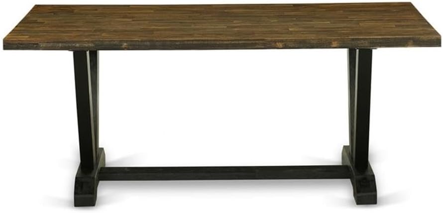 East West Furniture VT677 V-Style Mid-Century Modern Dining Table - a Rectangle Solid Wood Table Top with Stylish Legs, 40x72 Inch, Multi-Color