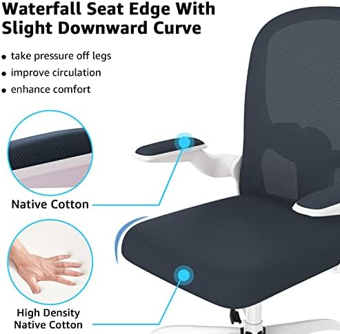 Ergonomic Office Chair, Comfort Swivel Home Office Task Chair, Breathable Mesh Desk Chair, Lumbar Support Computer Chair with Flip-up Arms and Adjustable Height