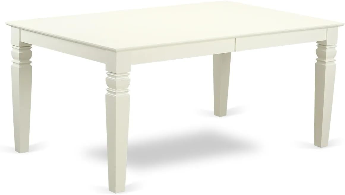 East West Furniture LGDA5-LWH-26 5 Piece Dining Room Set Consists of a Rectangle Kitchen Table with Butterfly Leaf and 4 Polyester Fabric Upholstered Parson Chairs, 42x84 Inch, linen white