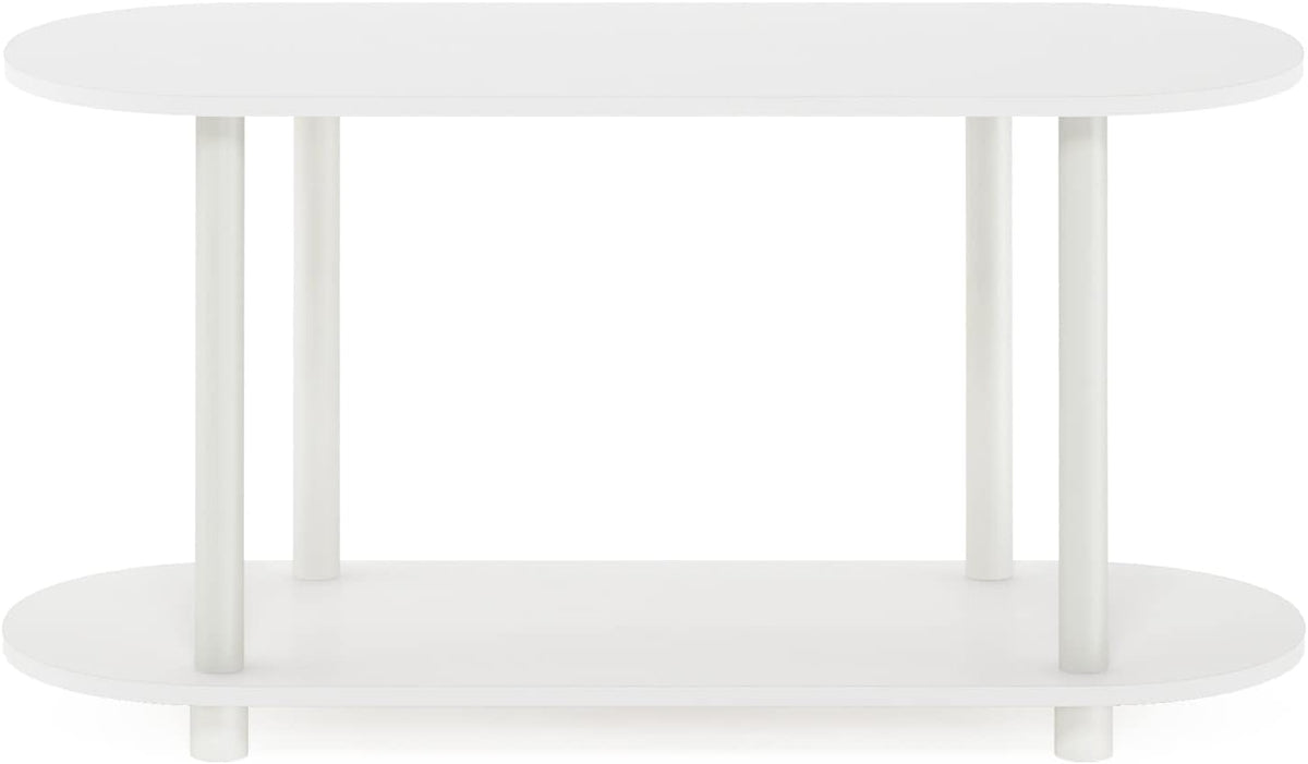 Furinno Turn-N-Tube No Tools Modern Oval Side Table, White/Virgin White