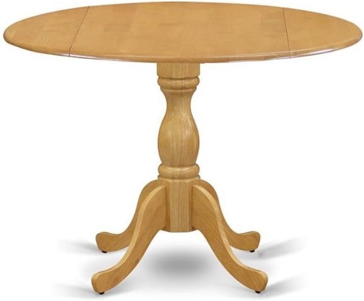 East West Furniture DMAV3-OAK-W 3 Piece Kitchen Table Set for Small Spaces Contains a Round Dining Room Table with Dropleaf and 2 Dining Chairs, 42x42 Inch, Oak