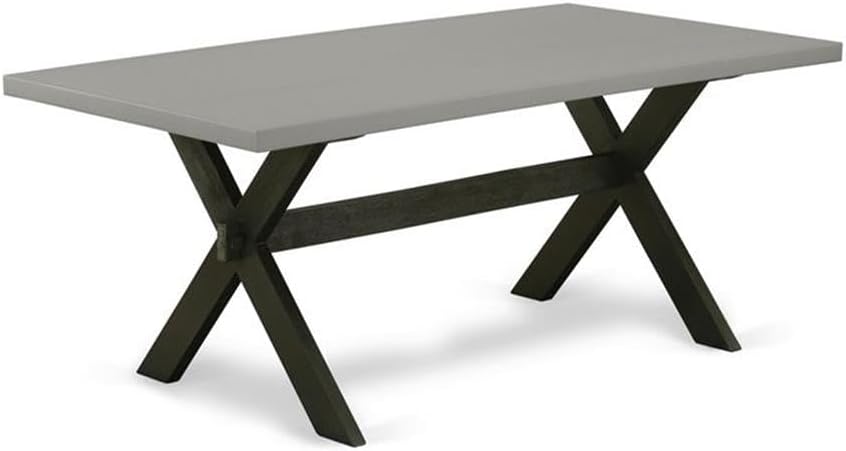 East West Furniture X697MZ650-9 9 Piece Dining Room Set Includes a Rectangle Dining Table with X-Legs and 8 Dark Gotham Grey Linen Fabric Upholstered Chairs, 40x72 Inch, Multi-Color