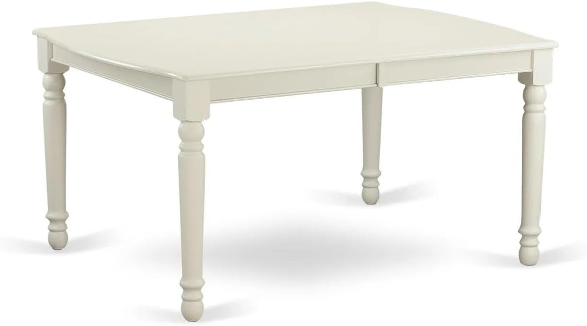 East West Furniture LGDA9-LWH-12 9 Piece Dining Table Set Contains a Rectangle Kitchen Table with Butterfly Leaf and 8 Polyester Fabric Chairs, linen white