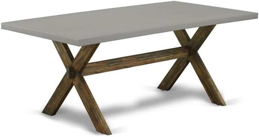 East West Furniture X797VE721-6 6 Piece Dining Table Set Contains a Rectangle Dining Room Table with X-Legs and 4 Blue Color Linen Fabric Parson Chairs with a Bench, 40x72 Inch, Multi-Color