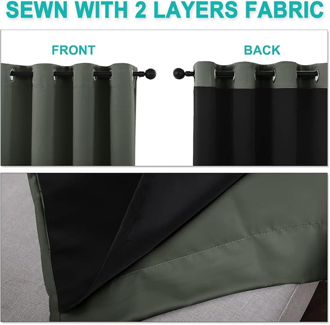 NICETOWN Full Shading Curtains for Windows, Super Heavy-Duty Black Lined