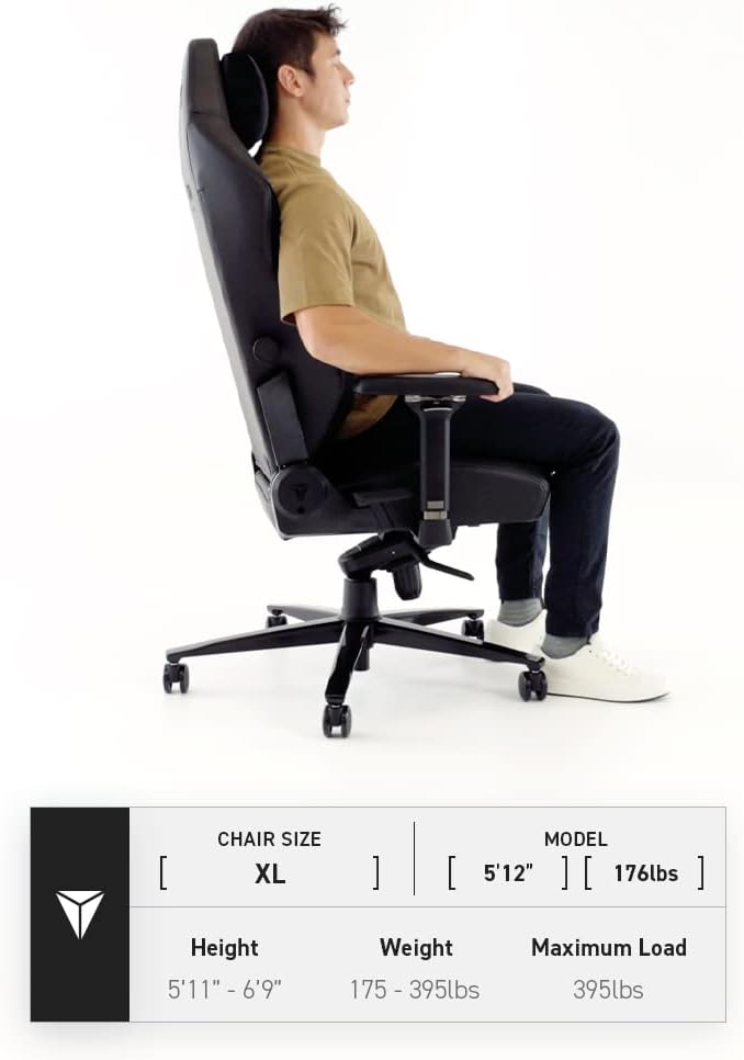 Secretlab Titan Evo Black Gaming Chair - Reclining, Ergonomic & Heavy Duty Computer Chair with 4D Armrests, Magnetic Head Pillow & Lumbar Support - Big and Tall Up to 395 lbs - Black - Leatherette