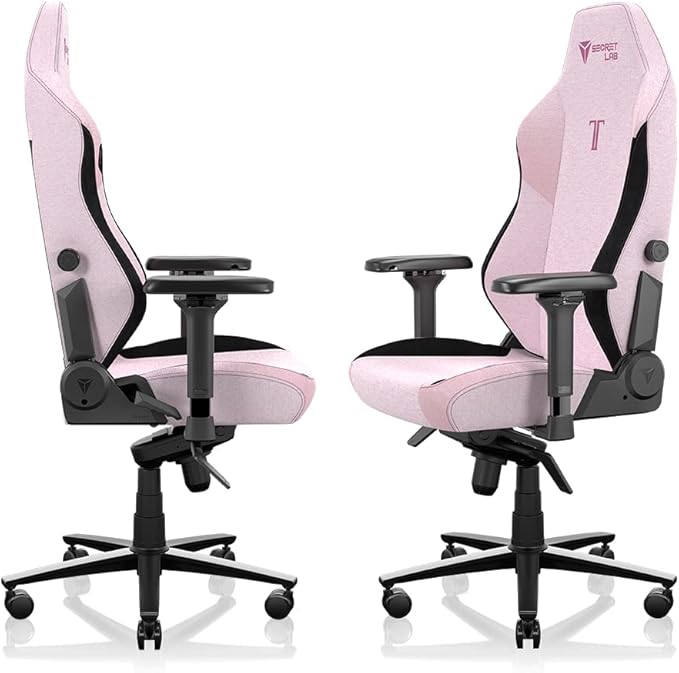 Secretlab Titan Evo Plush Pink Gaming Chair - Reclining - Ergonomic & Comfortable Computer Chair with 4D Armrests - Magnetic Head Pillow & 4-Way Lumbar Support - Small - Pink - Fabric