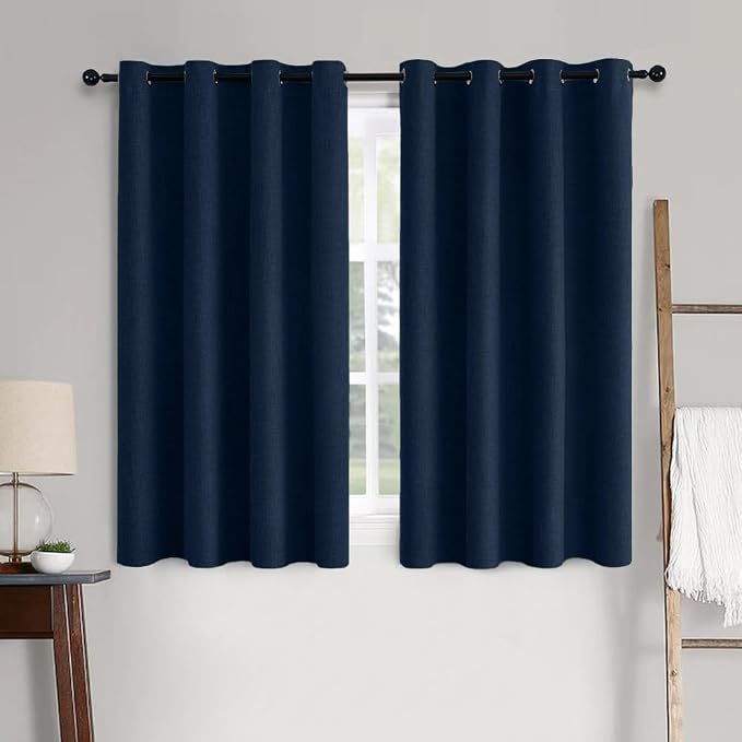 MIULEE Linen Textured Curtains for Bedroom Solid 100% Blackout Thermal