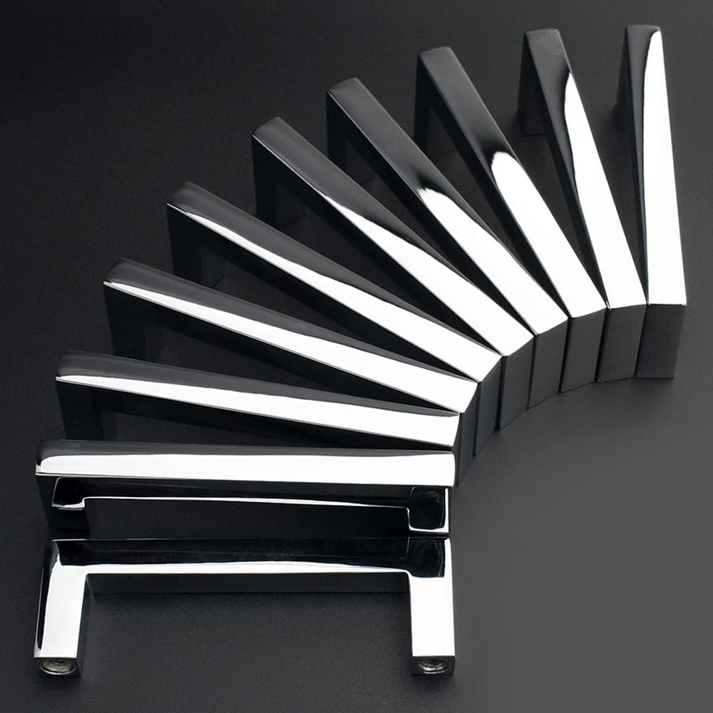 KOOFIZO Solid Square Bar Cabinet Handle - Chrome Furniture Pull, 3 Inch/76mm Screwhole Distance, 10-Pack for Kitchen Cupboard Door, Bedroom Dresser Drawer, Bathroom Wardrobe Hardware