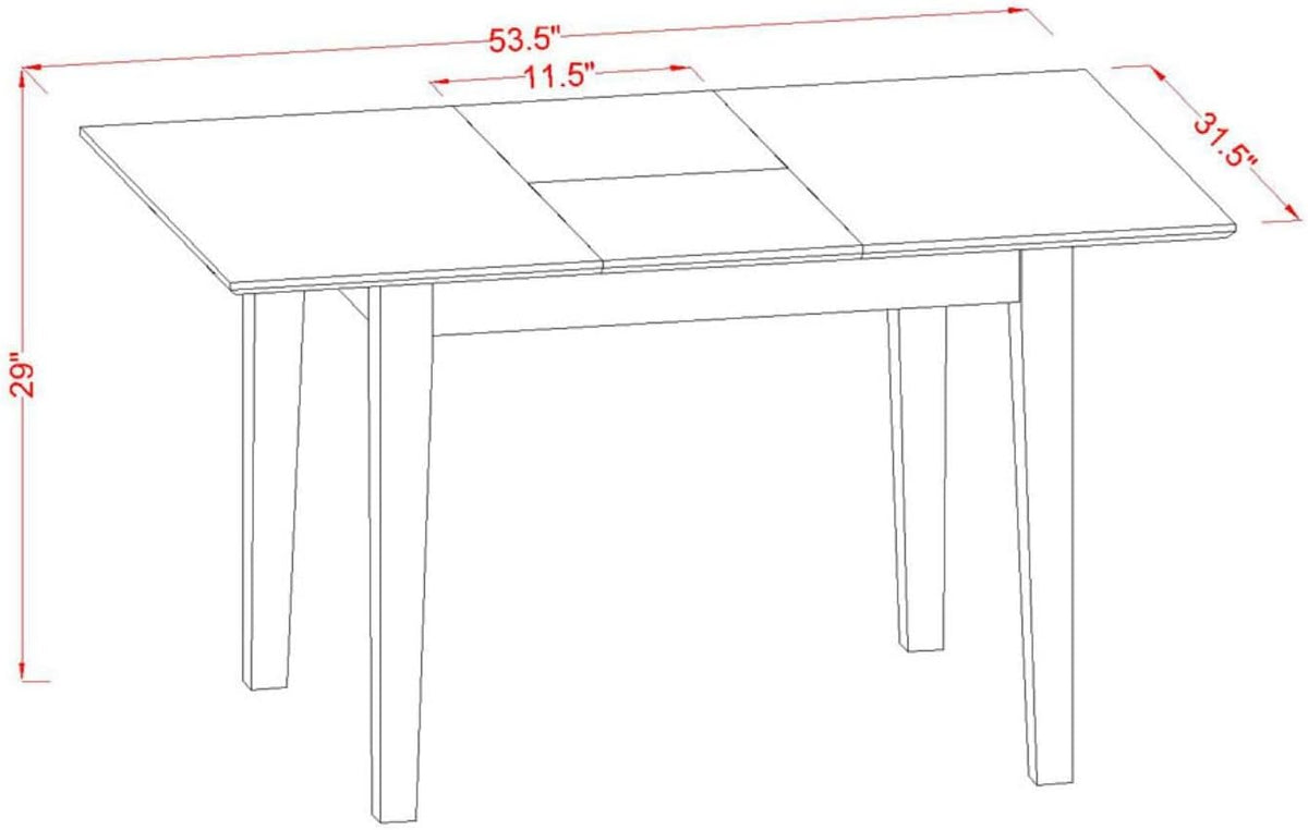 East West Furniture NODA3-LWH-W 3 Piece Kitchen Table Set for Small Spaces Contains a Rectangle Dining Room Table with Butterfly Leaf and 2 Dining Chairs, 32x54 Inch, Linen White