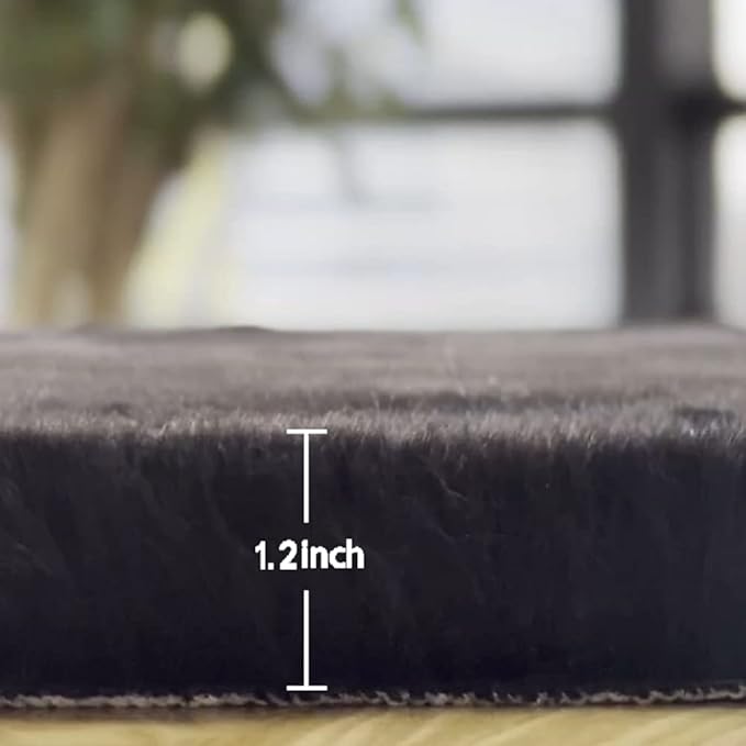 ORINOVA Black Fluffy Rug for Bedroom Shag Rug Washable Carpet Faux Rabbit Fur