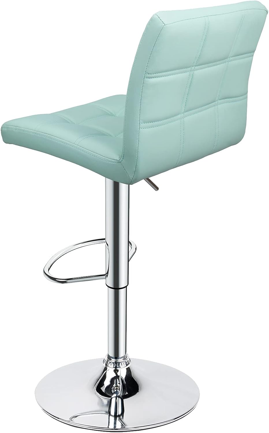 Leopard Modern Square PU Leather Adjustable Bar Stools with Back, Square Back Bar Stools Set of 2,Counter Height Swivel Stool (Mint Green)