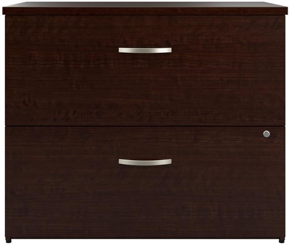 Bush Business Furniture Office in an Hour 2 Drawer Lateral File Cabinet in Mocha Cherry | Locking Storage for Letter, Legal, and A4-size Documents