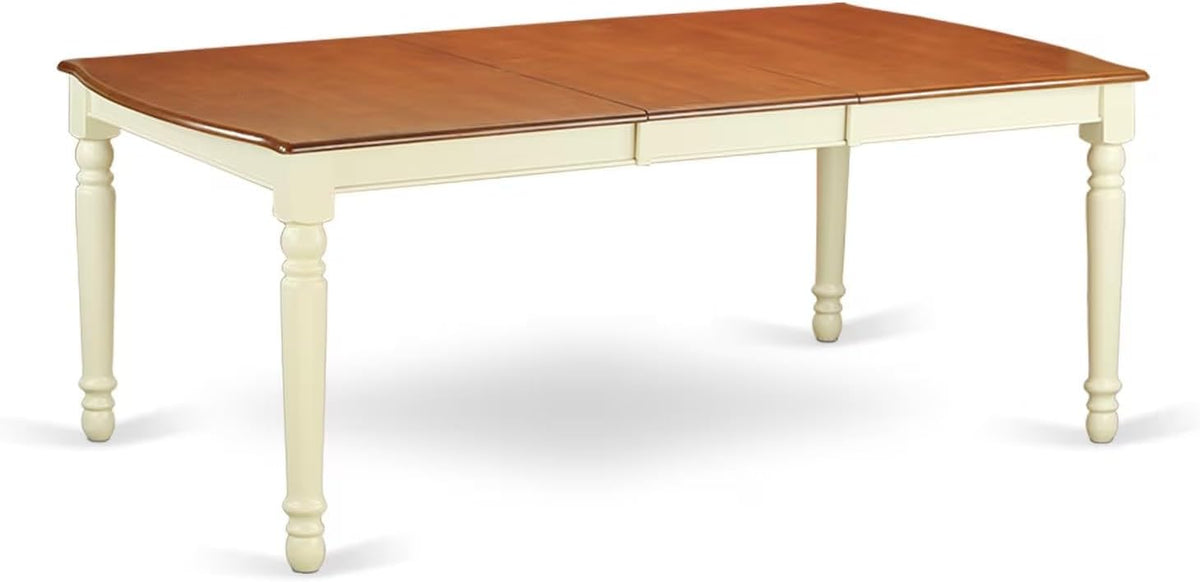 East West Furniture DOPL9-WHI-W 9 Piece Dining Table Set Includes a Rectangle Dinner Table with Butterfly Leaf and 8 Dining Room Chairs, 42x78 Inch, Buttermilk & Cherry