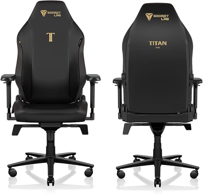 Secretlab Titan Evo Stealth Gaming Chair - Reclining, Ergonomic & Heavy Duty Computer Chair with 4D Armrest, Magnetic Head Pillow & Lumbar Support - Big and Tall Up to 395lbs - Black - Leatherette
