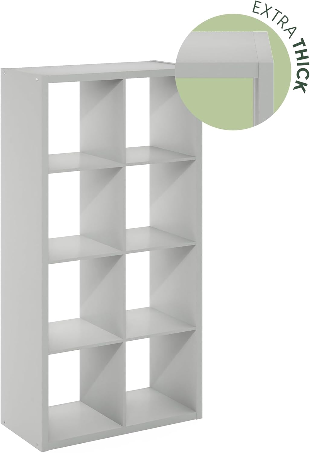 Furinno Cubicle Open Back Decorative Cube Storage Organizer, 8-Cube, Light Grey