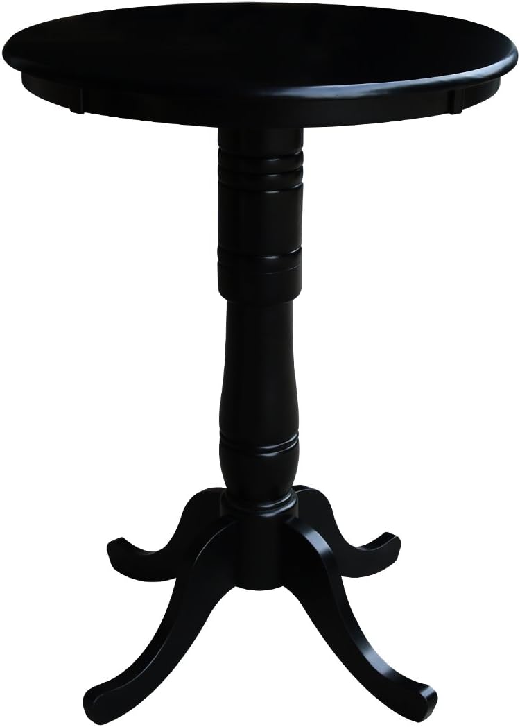 International Concepts 30" Round Top Pedestal Table, Bar Height-40.9", Black
