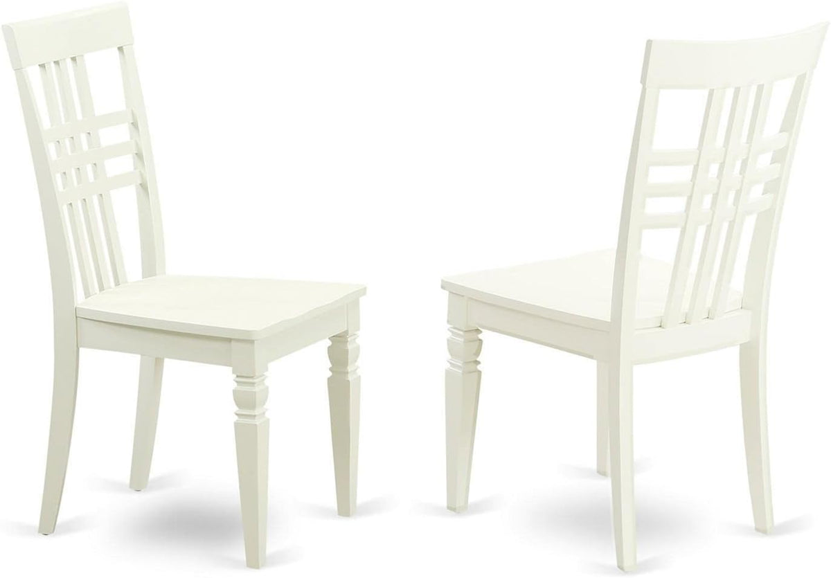 East West Furniture ANLG3-LWH-W 3 Piece Dining Table Set for Small Spaces Contains a Round Kitchen Table with Pedestal and 2 Dining Chairs, 36x36 Inch, Linen White