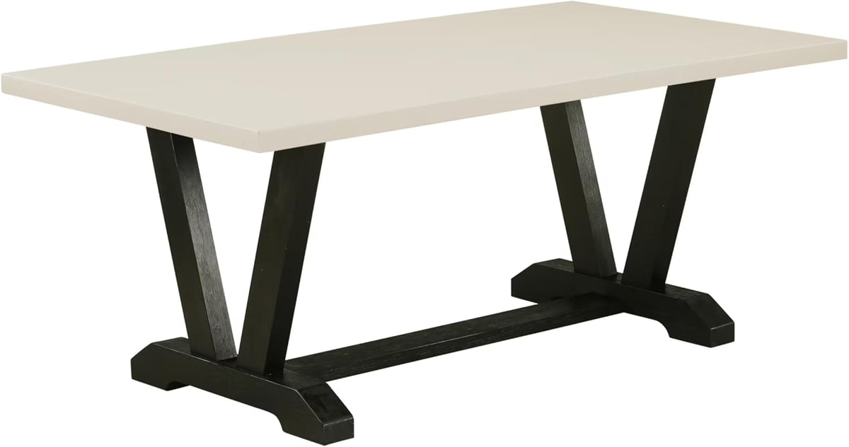 East West Furniture V627MZ650-7 7 Piece Dining Table Set Consist of a Rectangle Kitchen Table with V-Legs and 6 Dark Gotham Grey Linen Fabric Parson Chairs, 40x72 Inch, Multi-Color