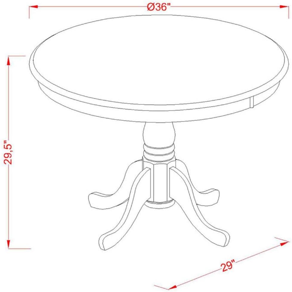 East West Furniture ANFL5-ANA-04 5 Piece Kitchen Table Set for 4 Includes a Round Dining Room Table with Pedestal and 4 Light Tan Linen Fabric Parson Dining Chairs, 36x36 Inch, Natural