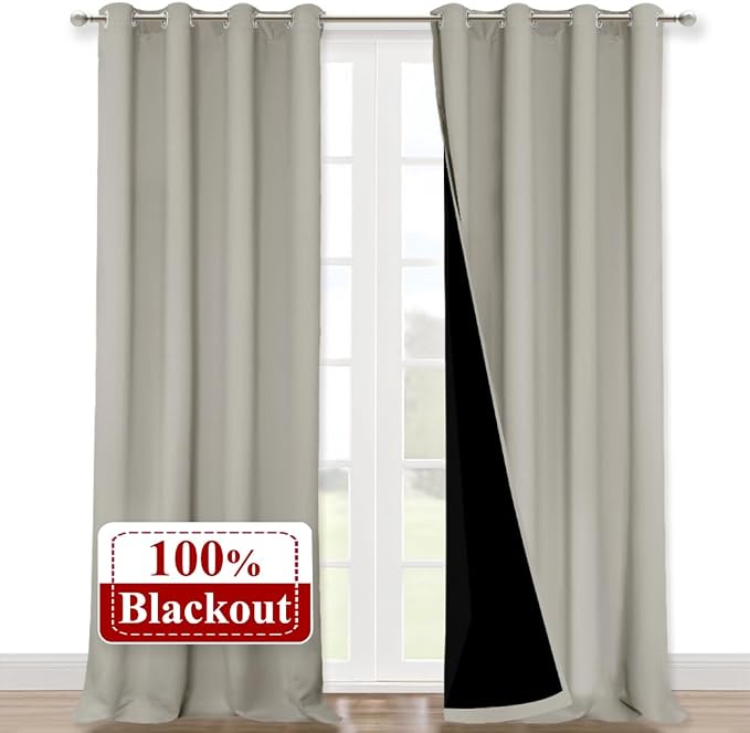 NICETOWN Natural 100% Blackout Curtains