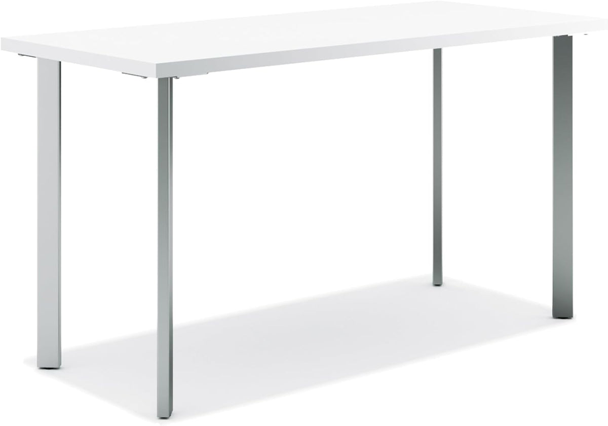 HON Coze Home Office Desks, Sturdy Table Computer Desk, 48", White Top, Silver Base